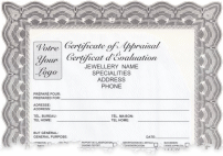 Certificat d'évaluation pour bijoux