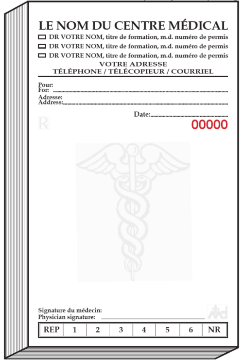 Bloc de 100 ordonnances - Ordonnancier personnalisé pour les professionnels  de santé - 1 : : Fournitures de bureau